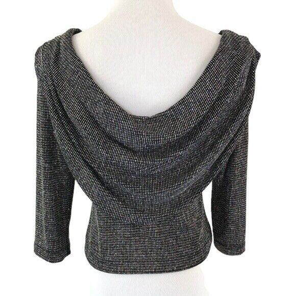 MSK Slinky Glitter Evening Blouse Cowl Neck Cowl Back Size Petite Small - Picture 2 of 8